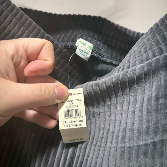 Aerie Womens Groove On Pants Velour Flared Leg High Waisted Ribbed Gray L NEW - Picture 3 of 5